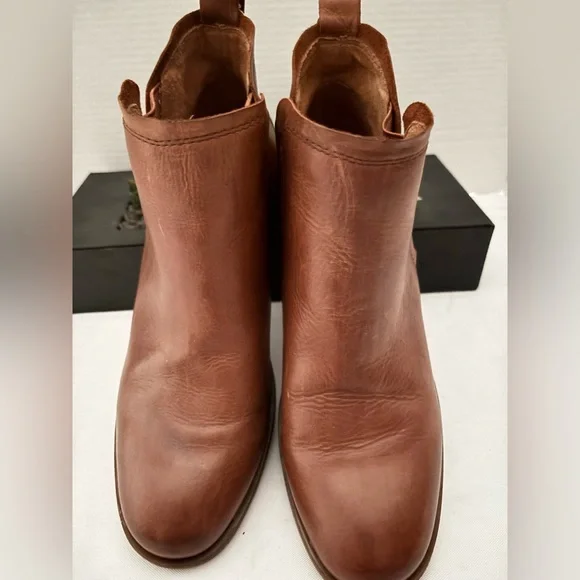 WOMENS KORKS KORK-EASE LEATHER ANKLE BOOTS COGNAC BROWN  SZ 9.5 - Picture 2 of 14
